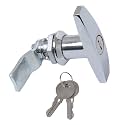 T-Handle Door Lock Latch Truck Cap Camper Trailer Cabinet T-Handle Garage Door Lock for Car RV Toolbox Locks (Chrome, 1 Pack)
