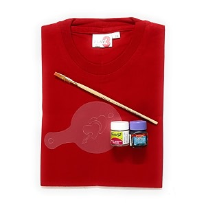 T-Shirt with Fabric Paints Paint Brush and