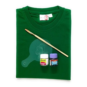 T-Shirt with Fabric Paints Paint Brush and