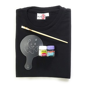 T-Shirt with Fabric Paints Paint Brush and