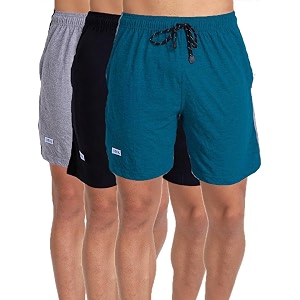 t t cotton blend shorts for men  regular fit  elasticated amp zipper  2 sided pockets amp 1 back pocket  solid  above knee length bermuda short  ideal for casual outings