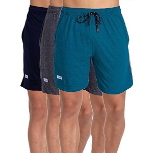 t t cotton blend shorts for men  regular fit  elasticated amp zipper  2 sided pockets amp 1 back pocket  solid  above knee length bermuda short  ideal for casual outings