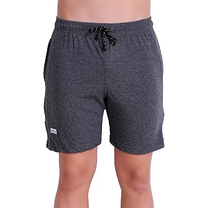 t t cotton blend shorts for men  regular fit  elasticated amp zipper  2 sided pockets amp 1 back pocket  solid  above knee length bermuda short  ideal for casual outings