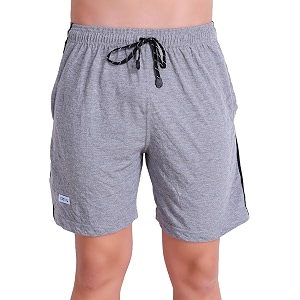 t t cotton blend shorts for men  regular fit  elasticated amp zipper  2 sided pockets amp 1 back pocket  solid  above knee length bermuda short  ideal for casual outings