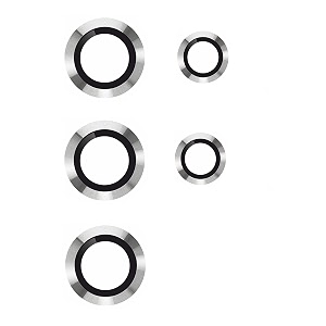 t teclusive ultra luxury metal camera ring lens protector with glass compatible for galaxy s23 ultra  full protection camera tempered guard  set of 5 rings s23 ultra silver
