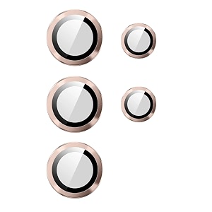 t teclusive ultra luxury metal camera ring lens protector with glass compatible for galaxy s23 ultra  full protection camera tempered guard  set of 5 rings s23 ultra gold