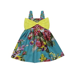atun all things uber nice girls cotton shoulder strap empire mini party dress with bow