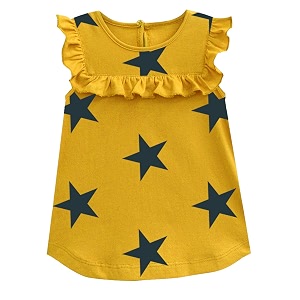 atun all things uber nice girls star printed regular top mustard-navy