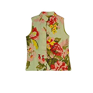 atun all things uber nice boys cotton floral printed collar neck sleeveless nehru jacket for festival ethnic wear