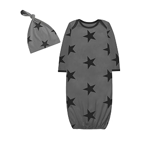 atun all things uber nice unisex kids cotton full length gown with knot hat set