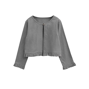 atun all things uber nice girls solid cotton cardigan  round neck standard length jacket