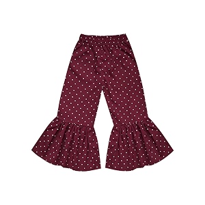 atun all things uber nice girls high rise regular elasticated waistband casual ruffle pants maroon-white