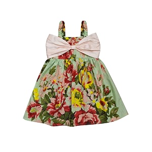 atun all things uber nice girls cotton shoulder strap empire mini party dress with bow