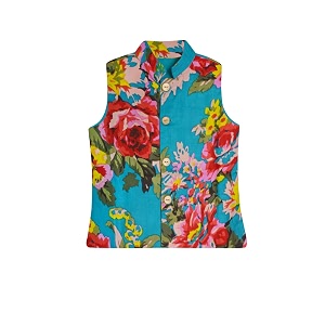 atun all things uber nice boys cotton floral printed collar neck sleeveless nehru jacket for festival ethnic wear