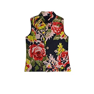 atun all things uber nice boys cotton floral printed collar neck sleeveless nehru jacket for festival ethnic wear