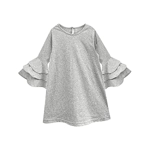 atun all things uber nice girls cotton a-line knee length long sleeve casual dress