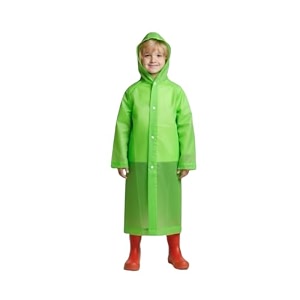 atun all things uber nice kids waterproof hooded long raincoat for boys  single layer rain protection with front button closure  lightweight bright color school rainwear for 614 years
