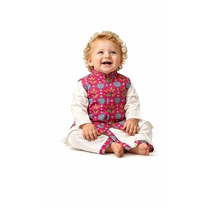 atun all things uber nice baby boys pure cotton ethnic kurta pyjama set with printed nehru jacket  traditional indian festive clothing set for infants  elegant wedding celebration outfit