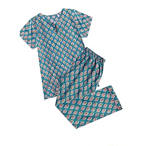 atun all things uber nice womens handblock printed cotton pajama set  short sleeve night dress