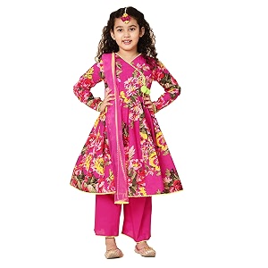 atun all things uber nice girl39s polyester floral printed anarkali kurti palazzo with dupatta  traditional ethnic wear clothing set for festival and special occasions
