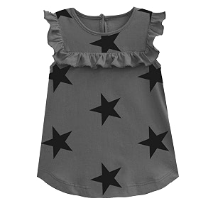 atun all things uber nice girls star printed regular top charcoal-black