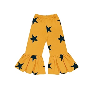 atun all things uber nice girls high rise regular elasticated waistband casual ruffle pants mustard-navy
