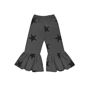 atun all things uber nice girls high rise regular elasticated waistband casual ruffle pants charcoal grey-black