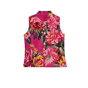 atun all things uber nice boys cotton floral printed collar neck sleeveless nehru jacket for festival ethnic wear