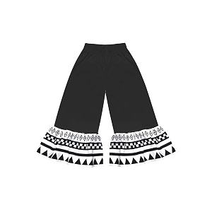 atun all things uber nice girls high rise regular elasticated waistband casual ruffle pants black-white
