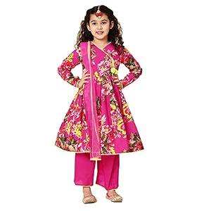 atun all things uber nice girl39s polyester floral printed anarkali kurti palazzo with dupatta  traditional ethnic wear clothing set for festival and special occasions
