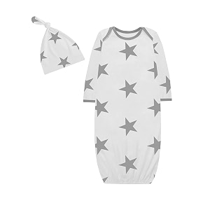 atun all things uber nice unisex kids cotton full length gown with knot hat set