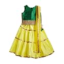 A.T.U.N. (ALL THINGS UBER NICE) Girls Gota Lace Tiered Readymade Lehenga Choli and Dupatta Set | Traditional Ethnic Wear Clothing Set for Festival Occasions