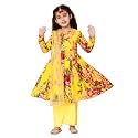 A.T.U.N. (ALL THINGS UBER NICE) Girl's Polyester Floral Printed Anarkali Kurti Palazzo with Dupatta | Traditional Ethnic Wear Clothing Set for Festival and Special Occasions