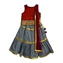 A.T.U.N. (ALL THINGS UBER NICE) Girls Gota Lace Tiered Readymade Lehenga Choli and Dupatta Set | Traditional Ethnic Wear Clothing Set for Festival Occasions