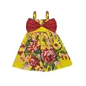 A.T.U.N. (ALL THINGS UBER NICE) Girls Cotton Shoulder Strap Empire Mini Party Dress with Bow