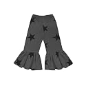 A.T.U.N. (ALL THINGS UBER NICE) Girls High Rise Regular Elasticated Waistband Casual Ruffle Pants Charcoal Grey-Black