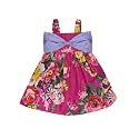 A.T.U.N. (ALL THINGS UBER NICE) Girls Cotton Shoulder Strap Empire Mini Party Dress with Bow