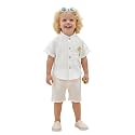 A.T.U.N. (ALL THINGS UBER NICE) Baby Boys 100% Cotton Shirt | Mandarin Collar Half Sleeve Shirt with Cute Printed Design | Button Front Soft Fabric Shirt | Comfortable Stylish Top Wear for Babies