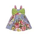 A.T.U.N. (ALL THINGS UBER NICE) Girls Cotton Shoulder Strap Empire Mini Party Dress with Bow