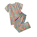 A.T.U.N. (ALL THINGS UBER NICE) Womens Handblock Printed Cotton Pajama Set | Short Sleeve Night Dress
