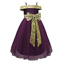 A.T.U.N. (All Things UBER Nice) Girls Fit and Flare Off-Shoulder Tulle Gown Calf Length Special Occasion Party Dress