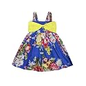 A.T.U.N. (ALL THINGS UBER NICE) Girls Cotton Shoulder Strap Empire Mini Party Dress with Bow