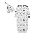 A.T.U.N. (ALL THINGS UBER NICE) Kid's Cotton Checkered Full Length Gown with Knot Hat Set