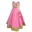 A.T.U.N. (All Things UBER Nice) Girls Maxi Embroidered Sleeveless Anarkali Gown Dress | Traditional Ethnic Wear Gown for Festival and Special Occasions