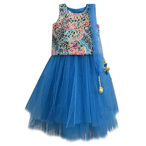 A.T.U.N. Fresh Bloom Embroidered Turquoise Three Piece