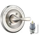 T13020-SS Brushed Nickel Stainless Steel Replacement for Delta Classic 13 14 Series Single-Function Handle Trim Kit,Fit for Shower Rough-in Valve R10000 Series, (RP46074 Cartridge Included)