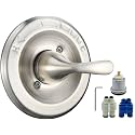 T13020-SS Brushed Nickel Stainless Steel Replacement for Delta Classic 13/14 Series Single-Function Handle Trim Kit,Fit for Delta Shower Rough-in Valve R10000 Series (2 Style of Cartridge Included)