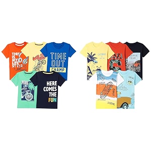 T2F Boys Cotton Regular Fit T-Shirt Pack