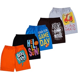T2F Boys Printed Cotton Regular Fit ShortsPack