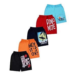 T2F Boys Printed Cotton Regular Fit ShortsPack